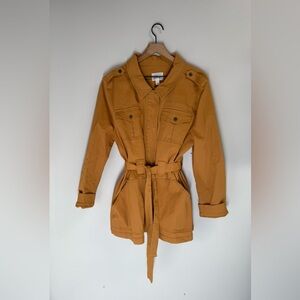 Mustard Yellow Women's Tan Belted Utility Jacket